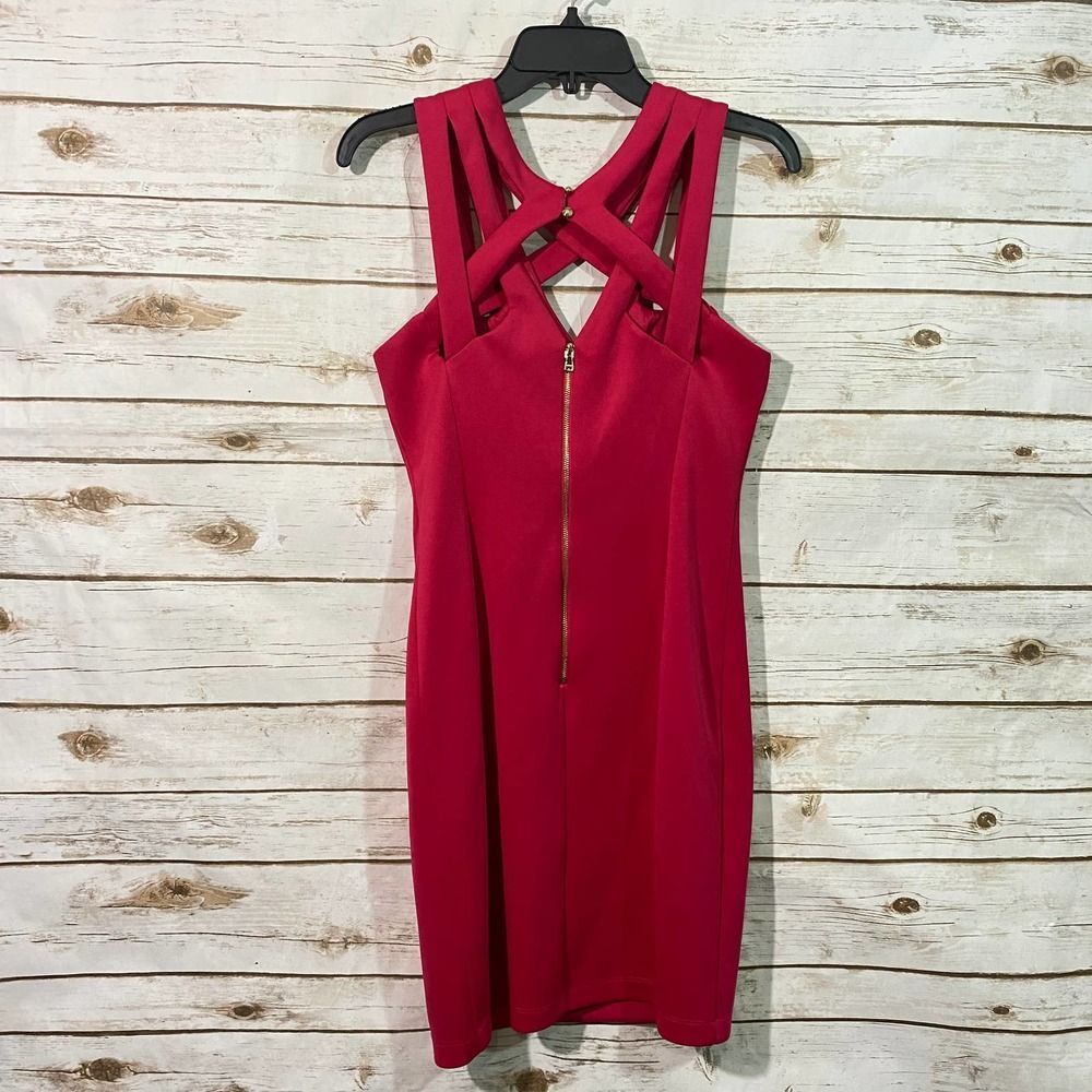Guess Los Angeles Women's Red Sleeveless V-Neck Mini Dress Size 4 - Picture 4 of 6